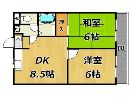 メイプル河正(2LDK/2階)の間取り写真