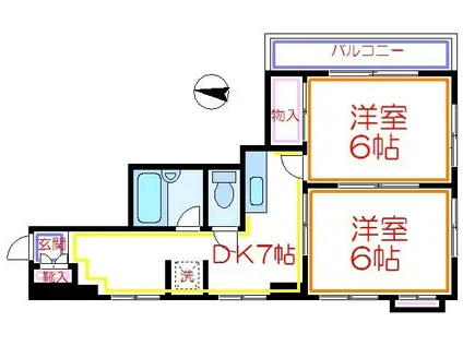 宮内サンハイツ西新井B棟(2DK/3階)の間取り写真