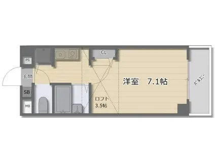 ヴィーブル三国ヶ丘(1K/6階)の間取り写真