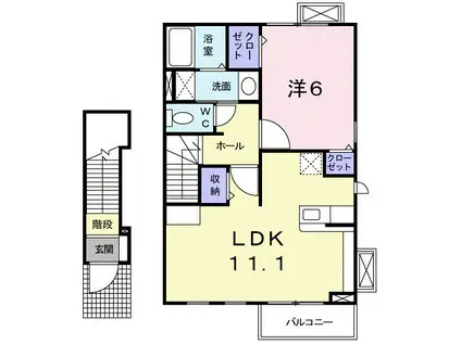 コルソプレッソ(1LDK/2階)の間取り写真