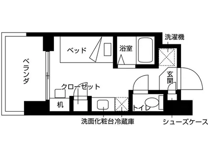 バウスクロス秋葉原(ワンルーム/2階)の間取り写真