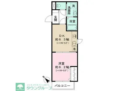 セレナモンド(1DK/2階)の間取り写真