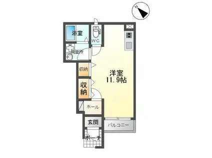 ラ・エリーゼI(ワンルーム/1階)の間取り写真