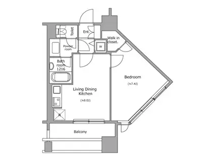 レジディア市ヶ谷(1LDK/13階)の間取り写真
