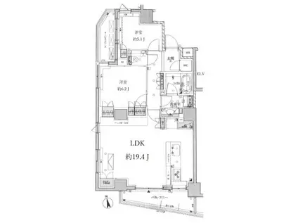 ザ・パークハウス代官山(2LDK/5階)の間取り写真