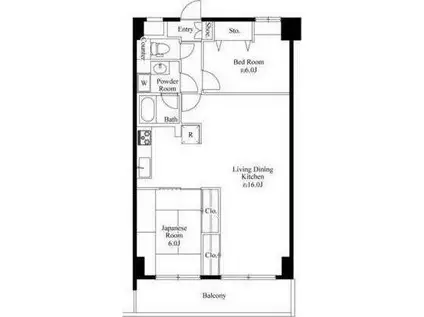 ヘスティア千葉駅前(2LDK/2階)の間取り写真