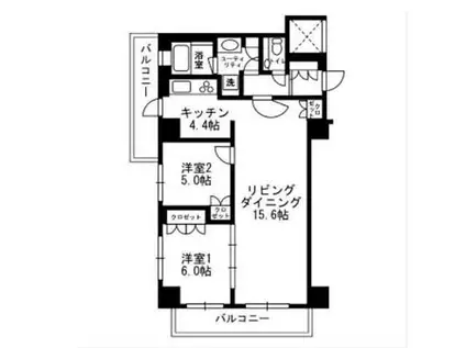 アーバンパーク代官山II(2LDK/4階)の間取り写真