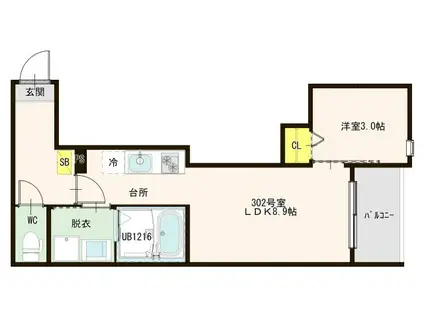MODERN CHARME SOLAR(1DK/3階)の間取り写真