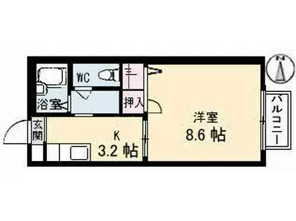コーポ南吉方(1K/2階)の間取り写真