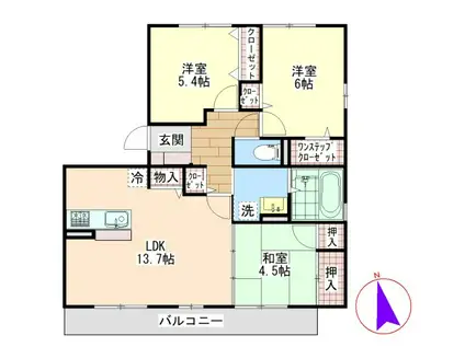 グリーンコスミオン(3LDK/2階)の間取り写真