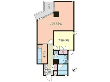 アッパルタメントベラヴィスタ(1LDK/9階)の間取り写真