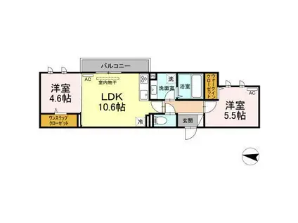 LAULEA(2LDK/3階)の間取り写真