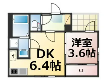ハーモニーテラス大今里南II(1DK/2階)の間取り写真