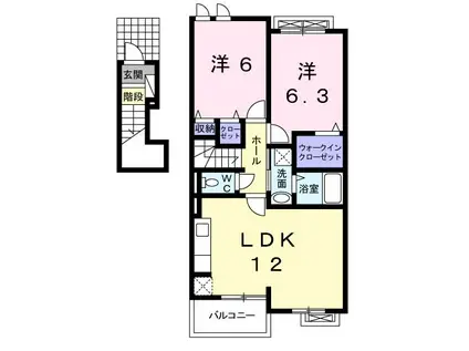 スカイウェイコート(2LDK/2階)の間取り写真