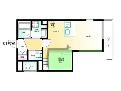 アフロディーテ(1LK/2階)の間取り写真