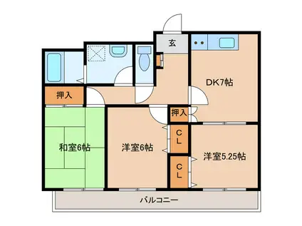 N麻里布(3DK/6階)の間取り写真