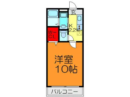 メゾンK A棟(1K/2階)の間取り写真