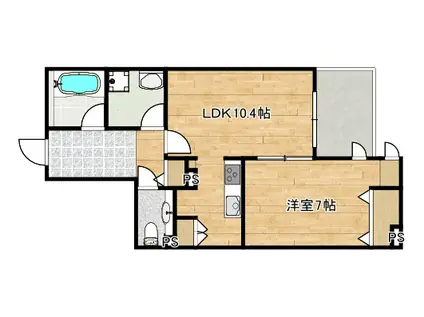 有栖川HEIGHTSアリスガワハイツ(1LDK/2階)の間取り写真