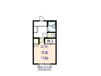 エスペロ旭町III(1K/2階)の間取り写真