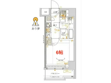 ベルシード横濱吉野町マキシヴ(1K/2階)の間取り写真