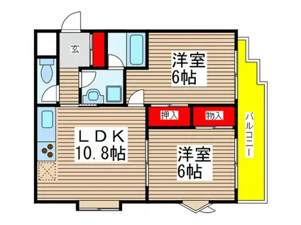 ガーデンハウス本千葉(2LDK/8階)の間取り写真
