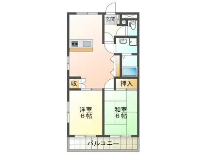 ハッピースリーヒルズ(2LDK/1階)の間取り写真