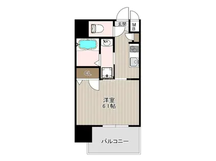 パークヒルズ天保山MOE(1K/2階)の間取り写真