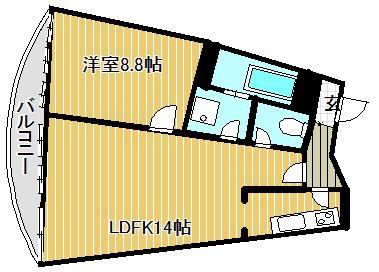 琵琶湖アーバンリゾートI番館(1LDK/2階)の間取り写真
