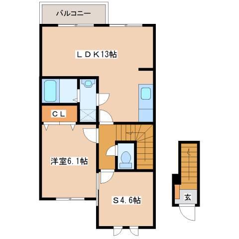 エスポワール・K(1LDK/2階)の間取り写真