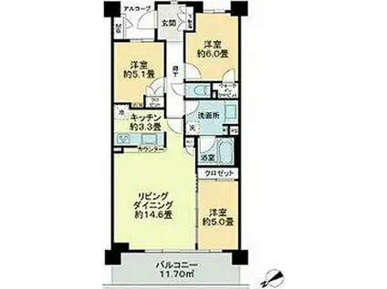 グレーシアパーク仲町台(3LDK/5階)の間取り写真