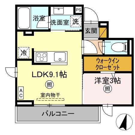 プラデーラ(1LDK/2階)の間取り写真