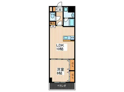 白島城北東亜ビル(1LDK/15階)の間取り写真