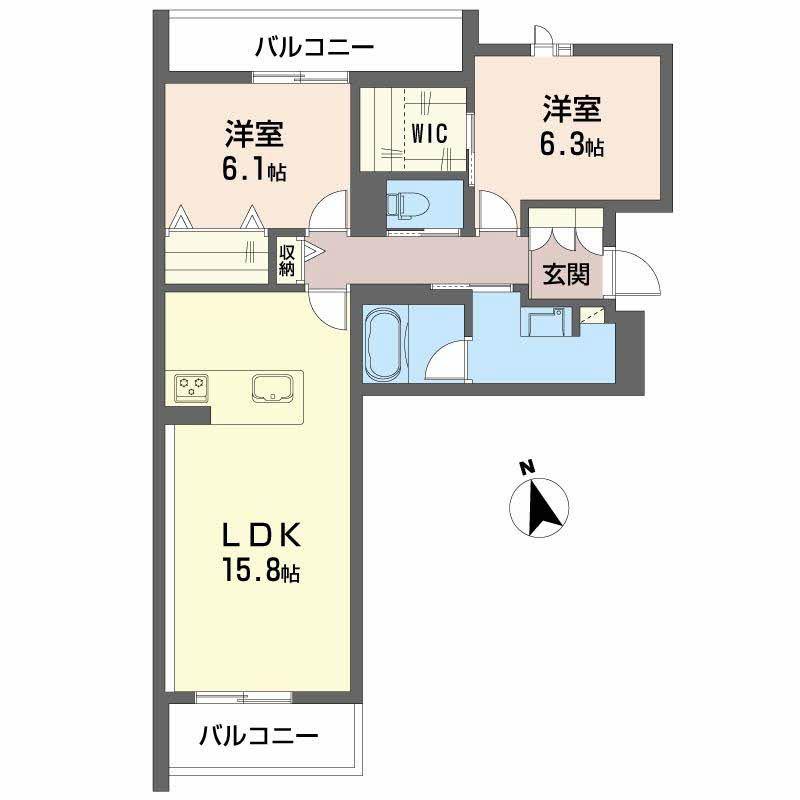 エンド ベンジャミン(2LDK/2階)の間取り写真