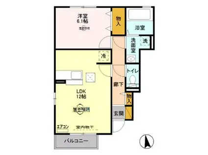 フォレストガーデンB(1LDK/1階)の間取り写真