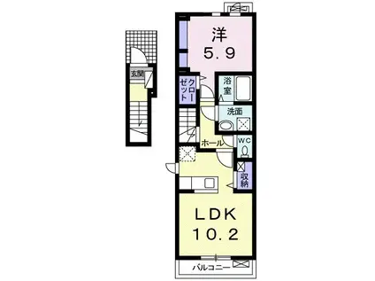 プレミアム・リゾートB(1LDK/2階)の間取り写真