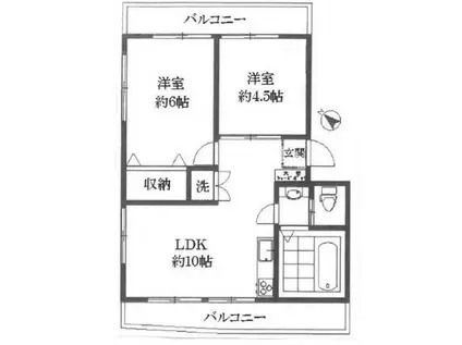 福寿院ビル(2LDK/4階)の間取り写真