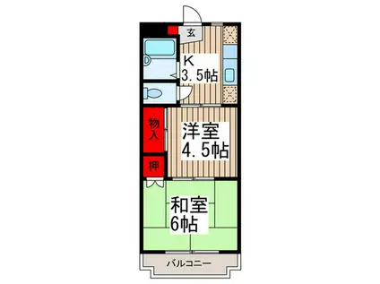 インペリアルハイツ(2K/3階)の間取り写真