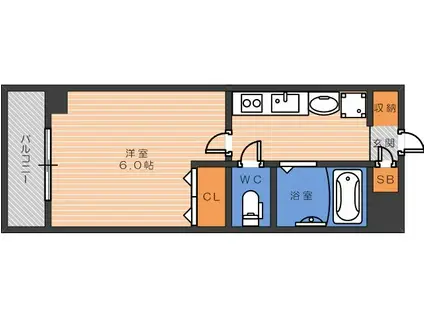 カーサ山城(1K/4階)の間取り写真