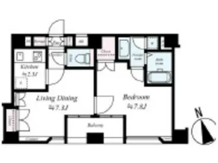 L-FALT 新富町(1LDK/6階)の間取り写真