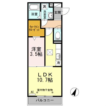 BLANC AILE(1LDK/1階)の間取り写真