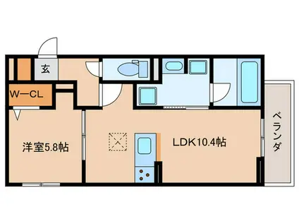 GRAND D-ROOM幸町(1LDK/2階)の間取り写真