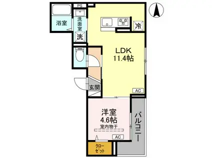 ノーブルラフィネ蕨(1LDK/3階)の間取り写真