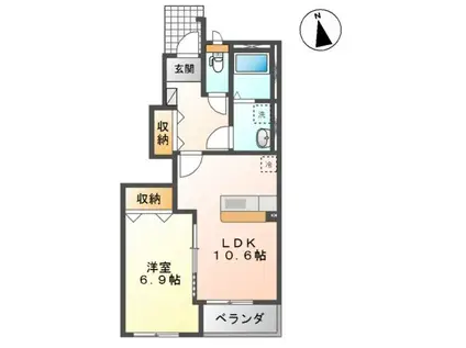 ルボヌール(1LDK/1階)の間取り写真