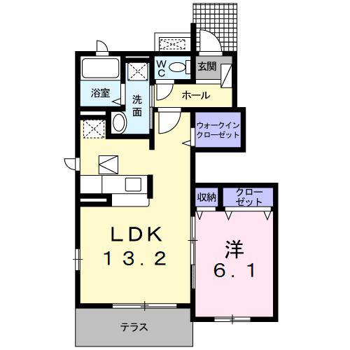 ラッフィナートC(1LDK/1階)の間取り写真