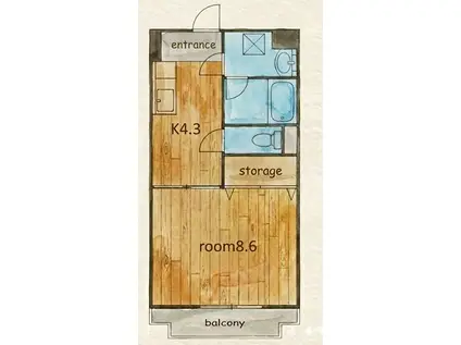 トラスティ都盛(1DK/1階)の間取り写真