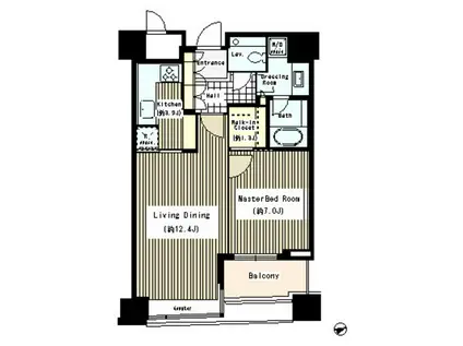 パークコート赤坂ザタワー(1LDK/23階)の間取り写真