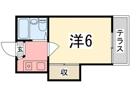 SMILE伊伝居(1K/1階)の間取り写真