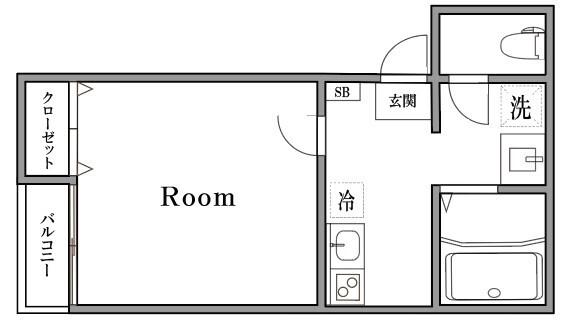CALM DAYS一ノ割(1K/1階)の間取り写真