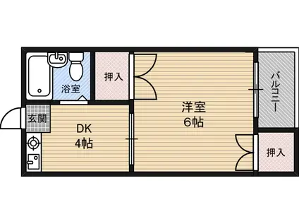 エスポワール城東(1DK/4階)の間取り写真