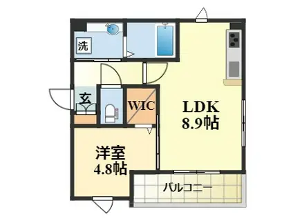 ジェミニ長岡京(1LDK/3階)の間取り写真